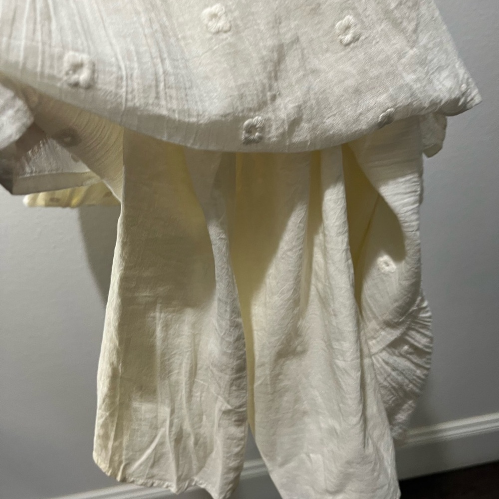 LOVE STITCH IVORY CREAM EMBROIDERED FLUTTER SLEEVE MAXI DRESS SIZE SMALL - Picture 12 of 16